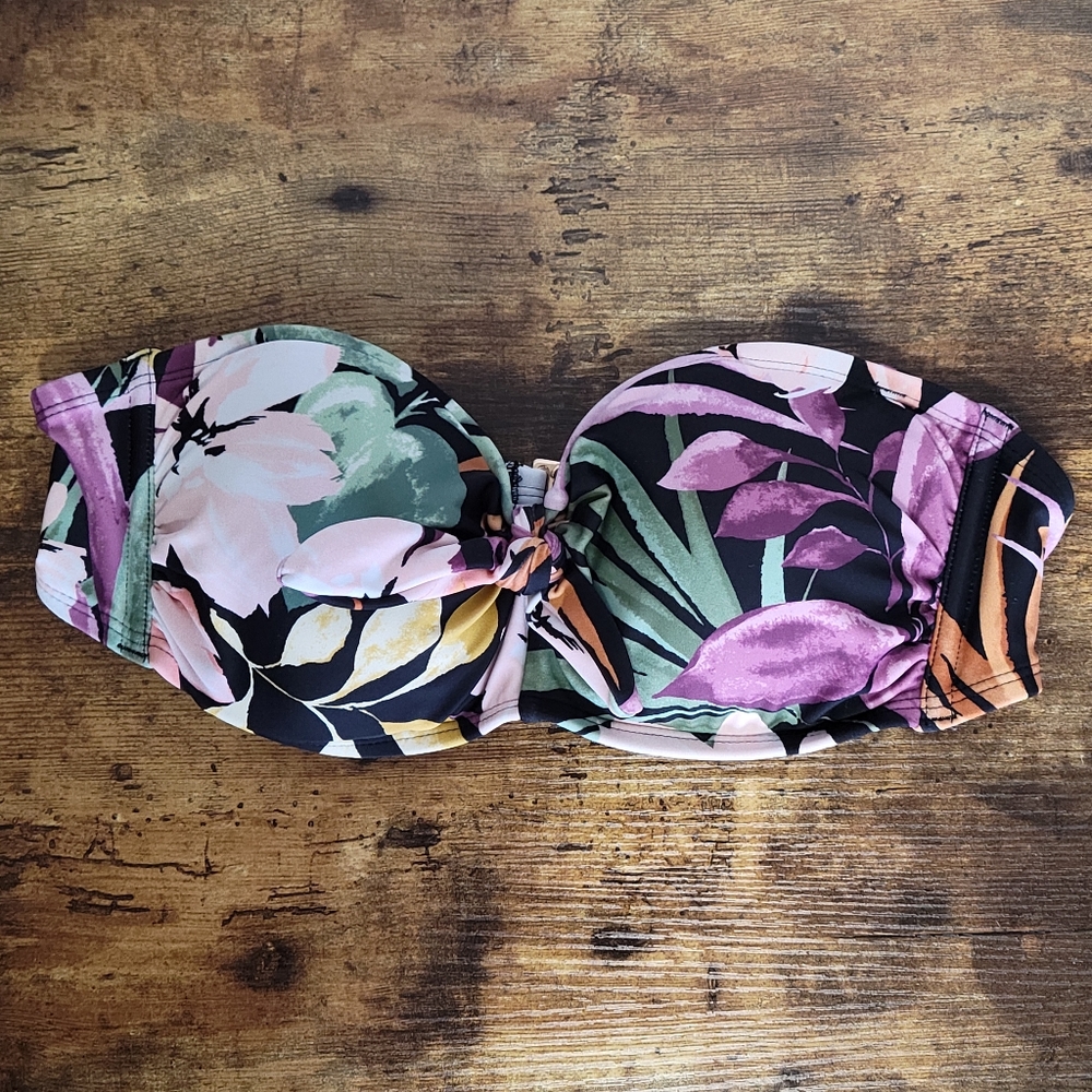 BOGO🌷Kona Sol Bandeau Bikini Top ONLY | Size Small | Strapless tropical floral